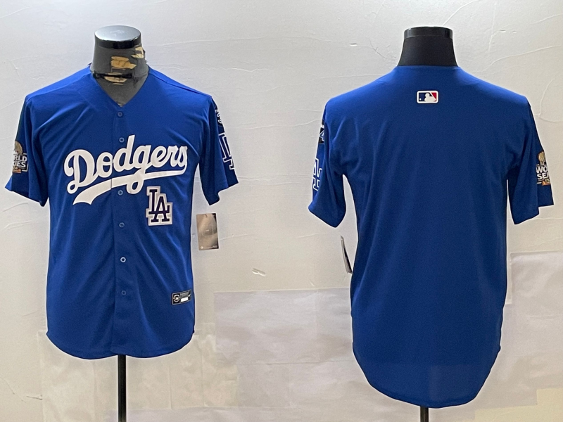 Men Los Angeles Dodgers blank 2024 World series patch blue jersey 20241120124->los angeles dodgers->MLB Jersey